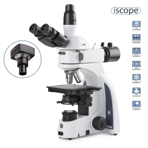 Euromex iScope 50X-1000X Trinocular Materials & Metallurgy Compound Microscope w/ 5MP USB 2 Digital Camera IS1053-PLMIC-5M